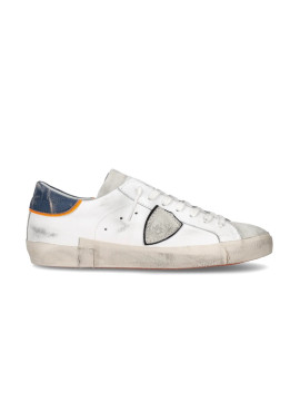 Sneakers philippe model uomo basse Prlu vv02  bianca blu e arancione