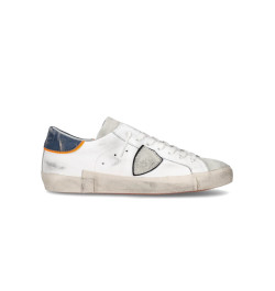 Sneakers philippe model uomo basse Prlu vv02  bianca blu e arancione