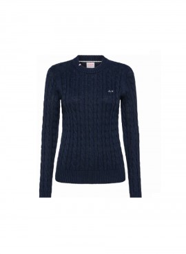 Maglia Sun68 donna ROUND NECK CABLE L/S K34218 blu navy P24