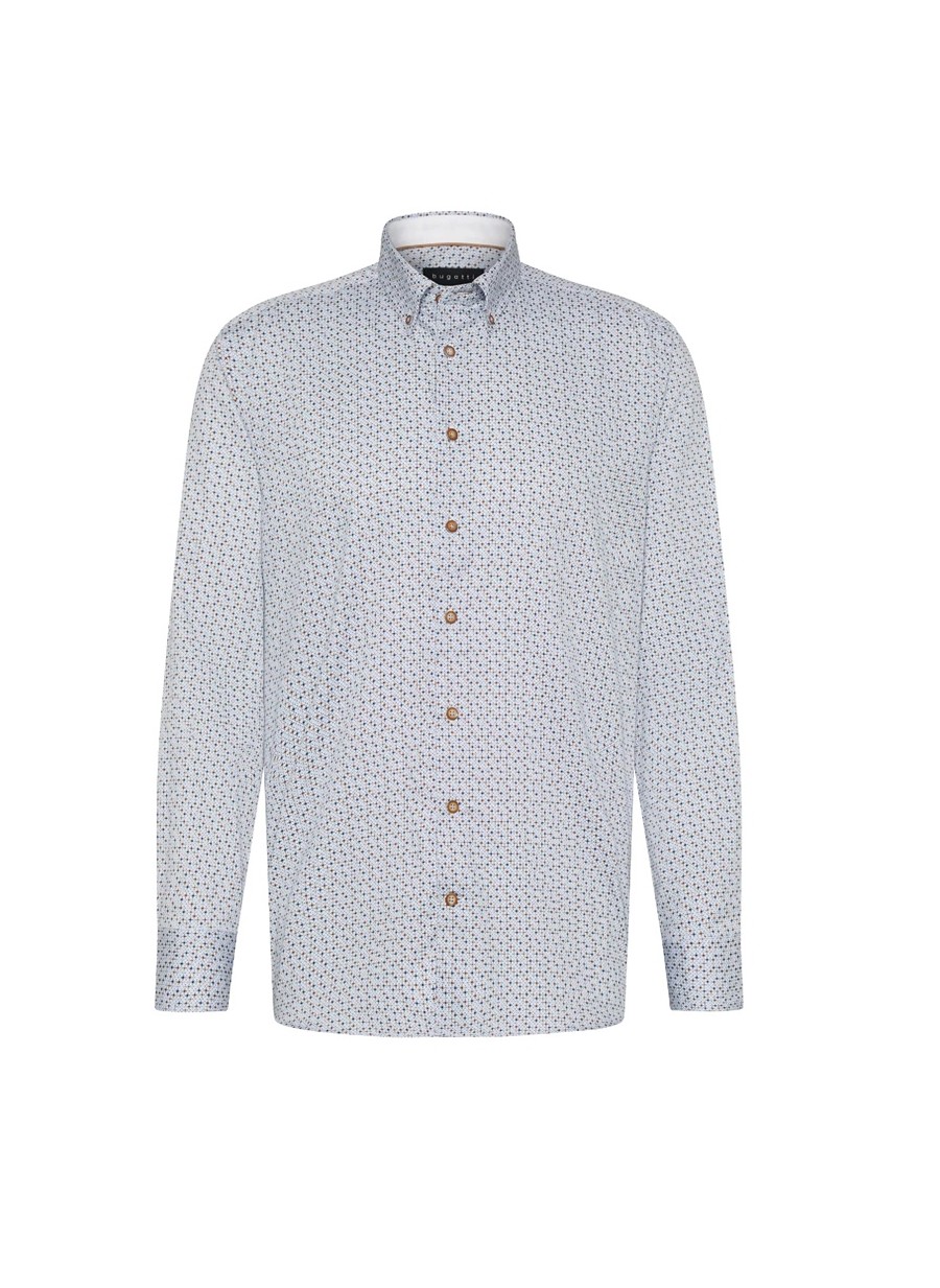 CAMICIA bugatti uomo 9350 58500a casual minimal in navy white